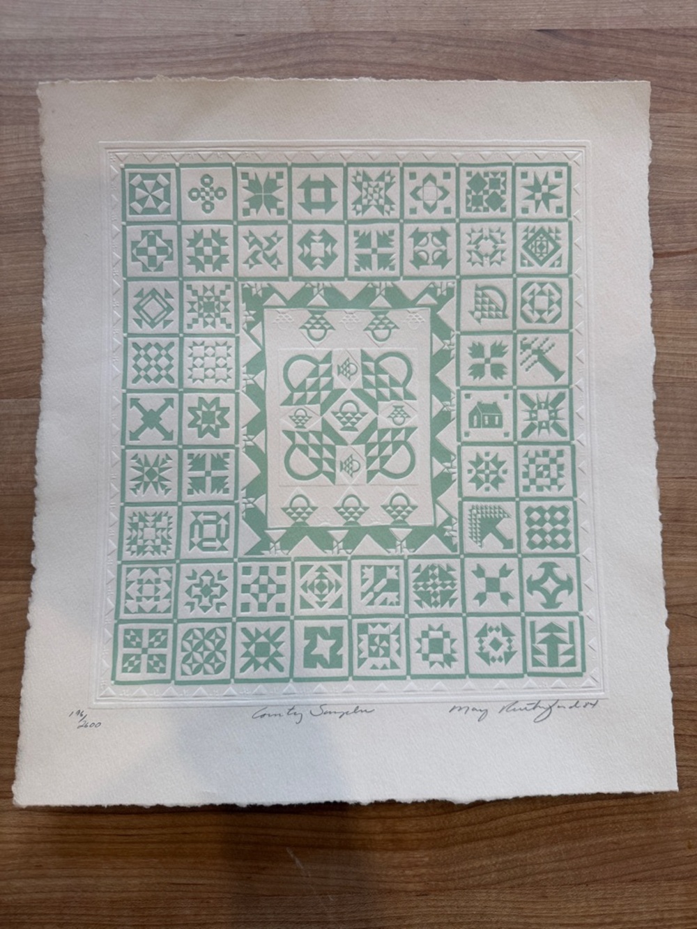 Mary Rutherford Sampler Quilt Block Print 11.5 x 13